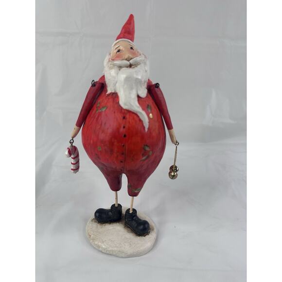 Mr. Kringle Santa Claus Folk Art Primitive Christmas Candy Cane Jingle Bells - Picture 1 of 11